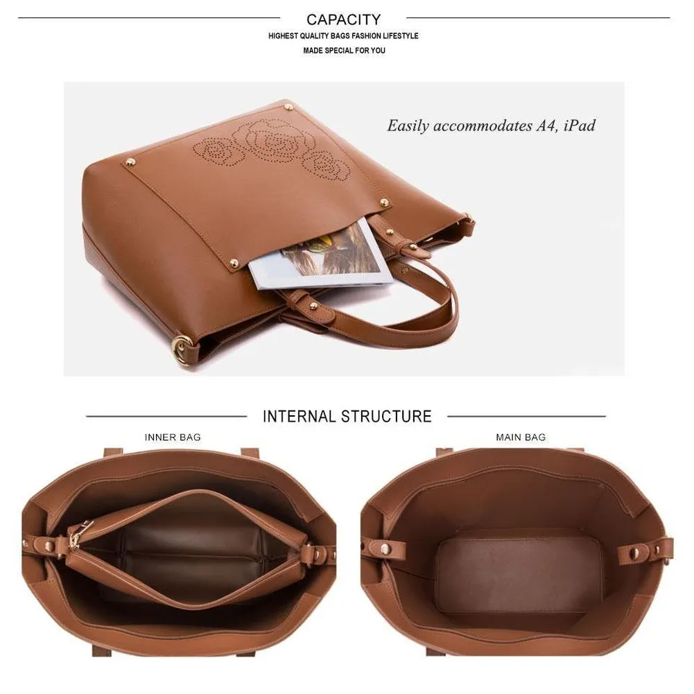 <bold>Tote & Crossbody Bag Set <br>Vegan-Leather