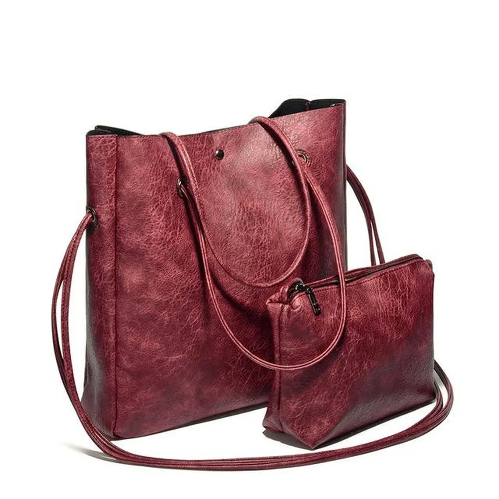 <bold>Tote & Crossbody Bag Set <br>Vegan-Leather