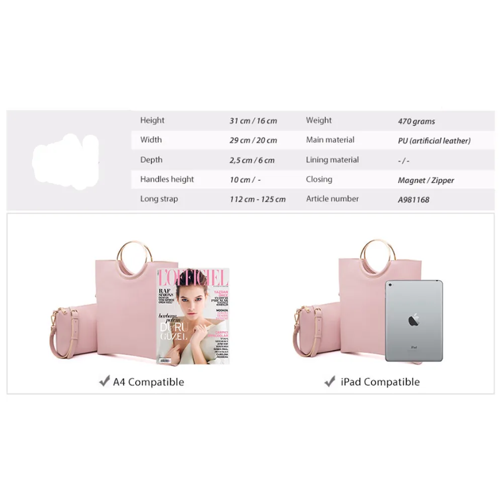 <bold>Tote & Crossbody Bag Set <br>Vegan-Leather