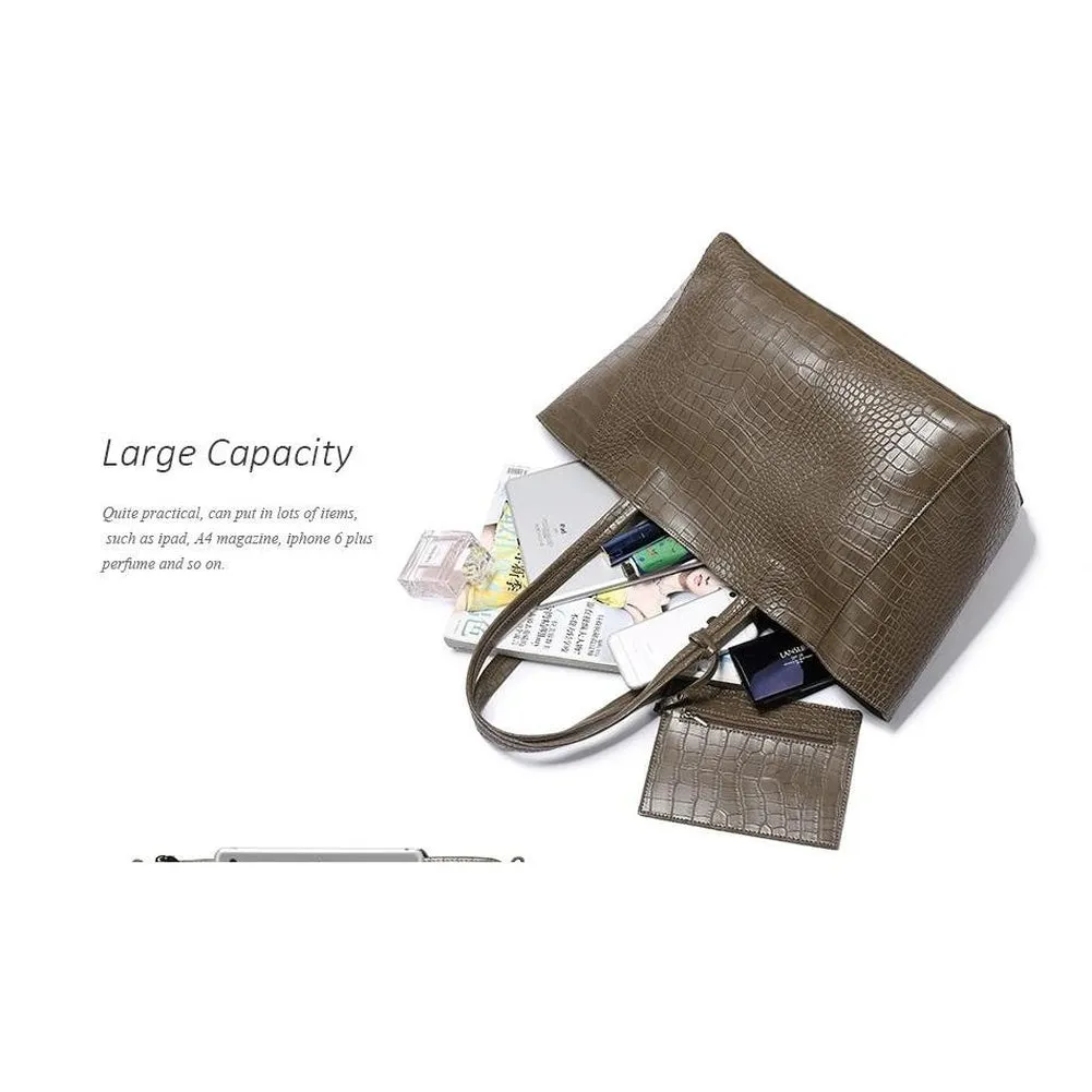 <bold>Tote & Crossbody Bag Set <br>Vegan-Leather