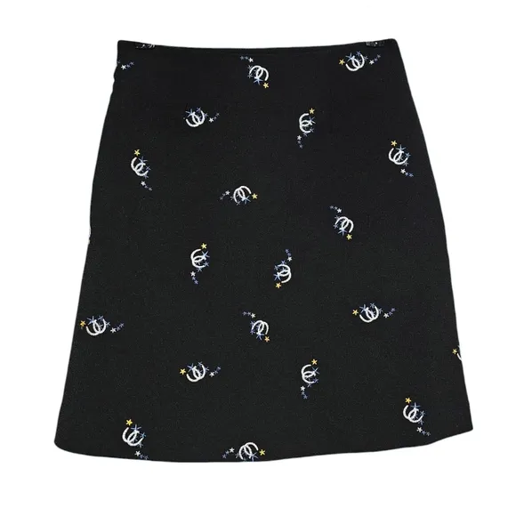 Maje Novelty Embroidery Mini Skirt in Black Size 2