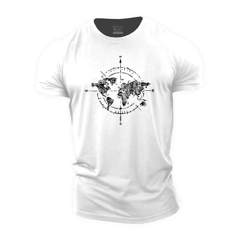 Map Compass Cotton T-Shirt