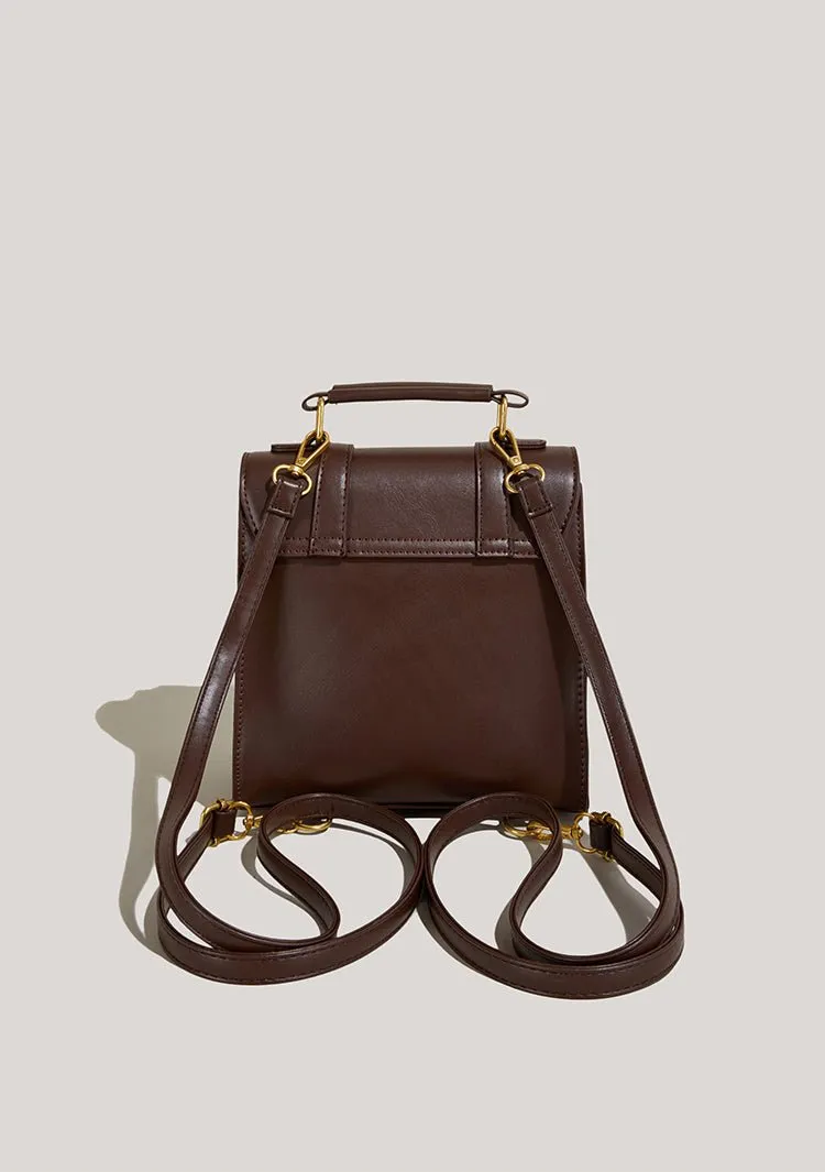 Maven Compact Vegan Leather Buckle Crossbody Backpack | Stylish & Versatile