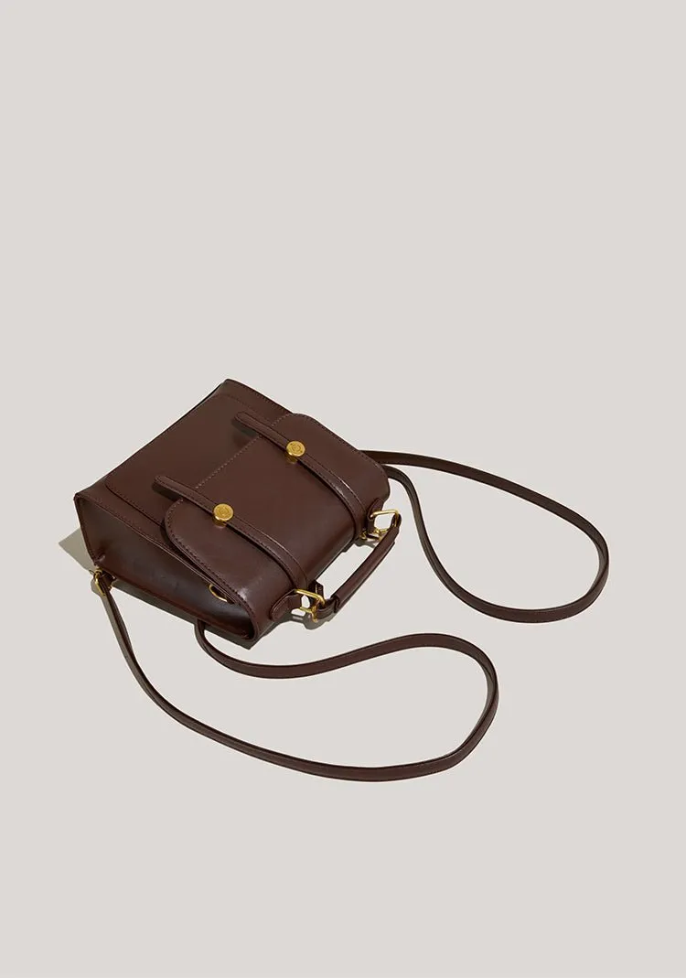 Maven Compact Vegan Leather Buckle Crossbody Backpack | Stylish & Versatile