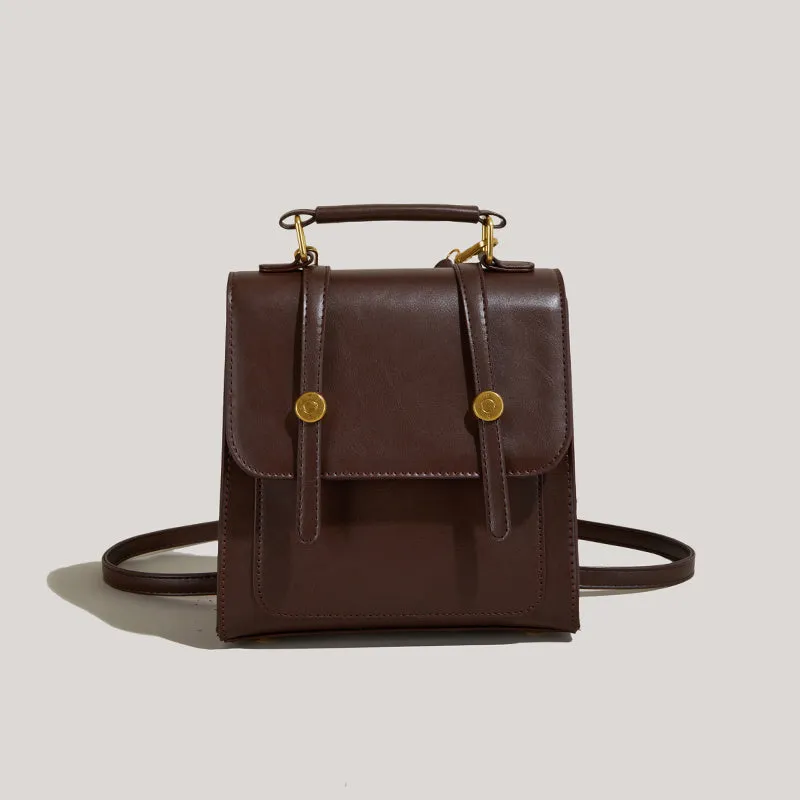 Maven Compact Vegan Leather Buckle Crossbody Backpack | Stylish & Versatile
