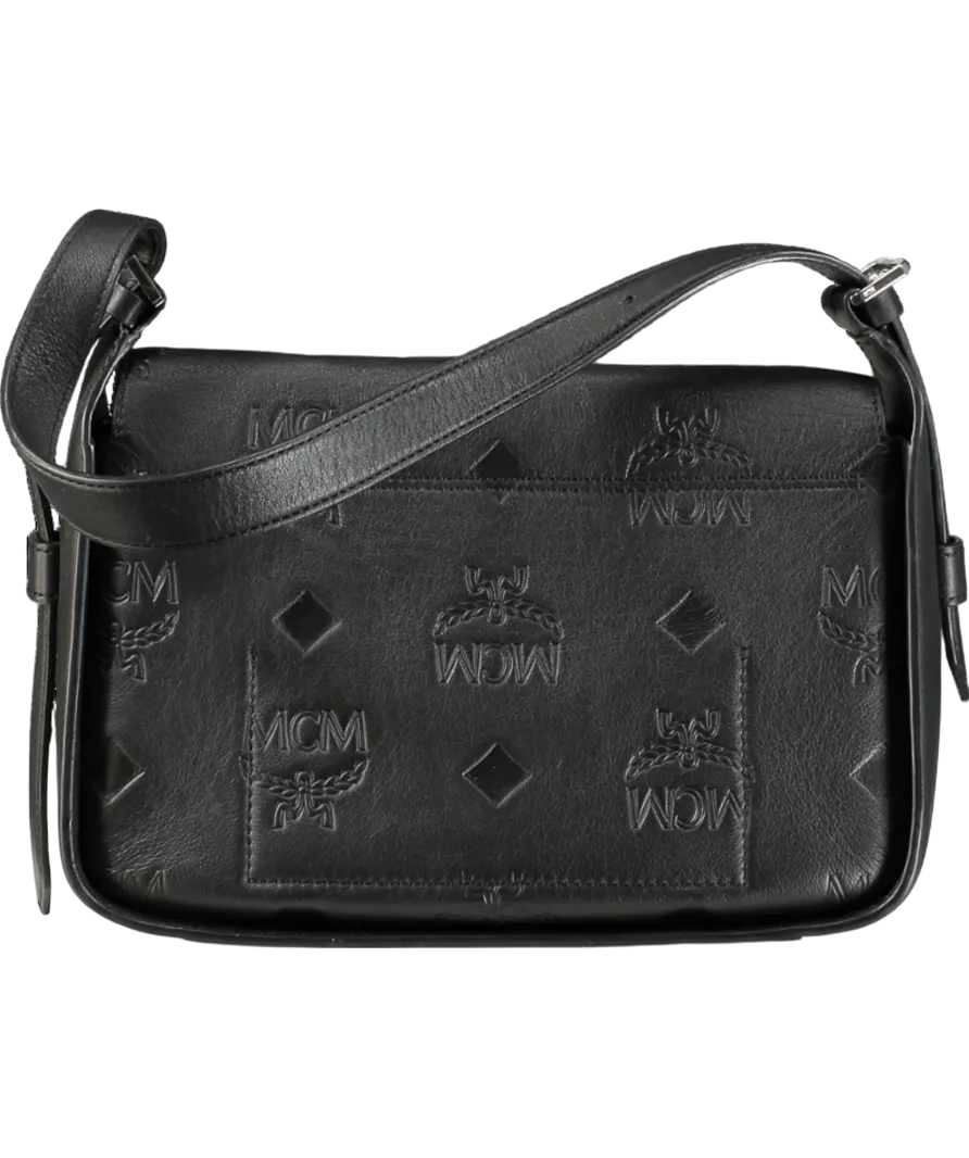 MCM Black Aren Leather Shoulder Bag Crossbody Bag One Size