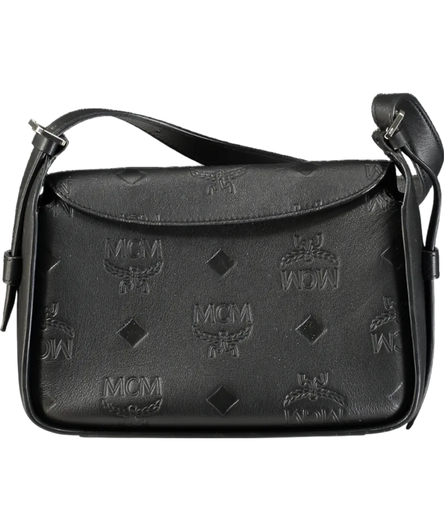 MCM Black Aren Leather Shoulder Bag Crossbody Bag One Size