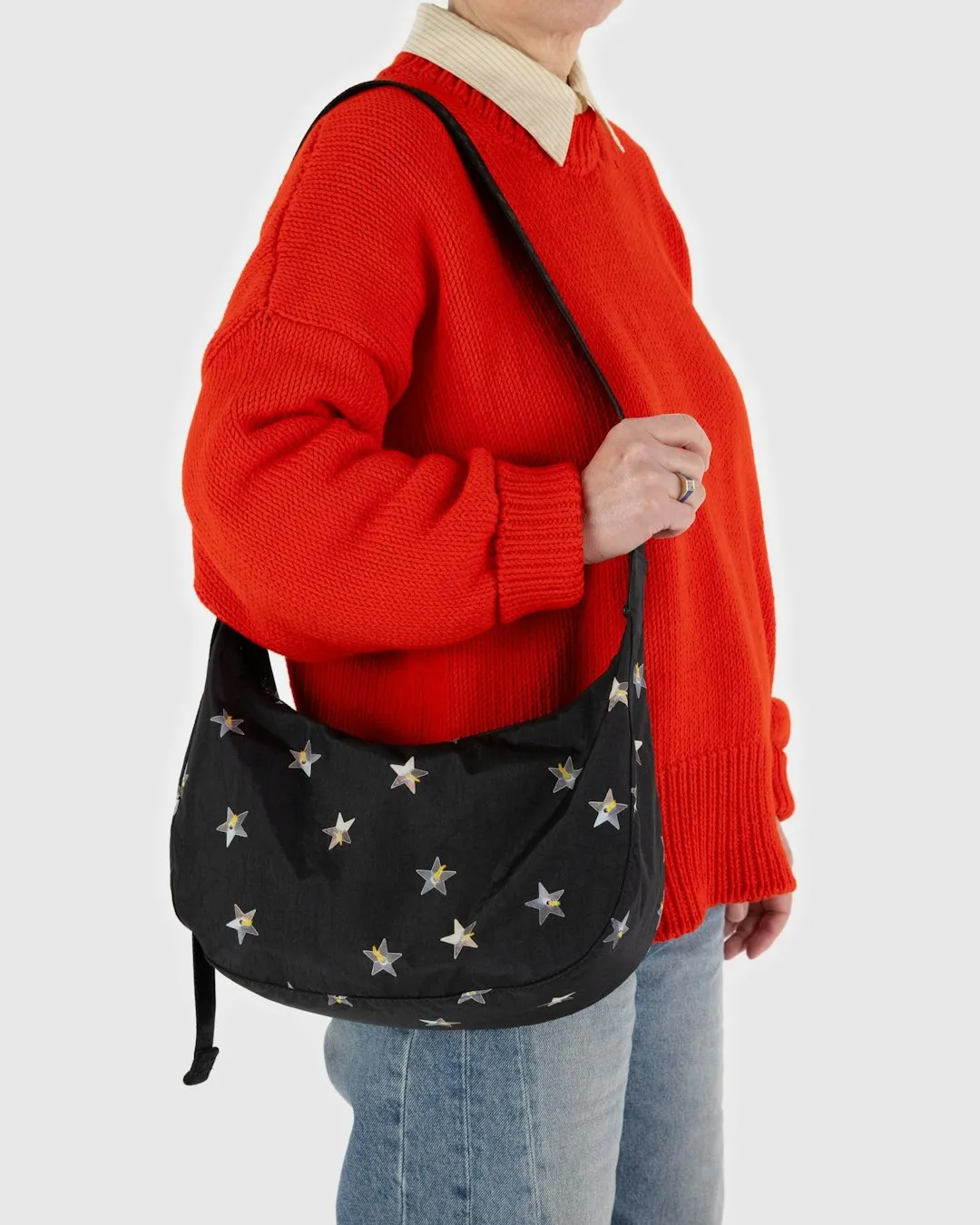Medium Nylon Crescent Bag in Stars
