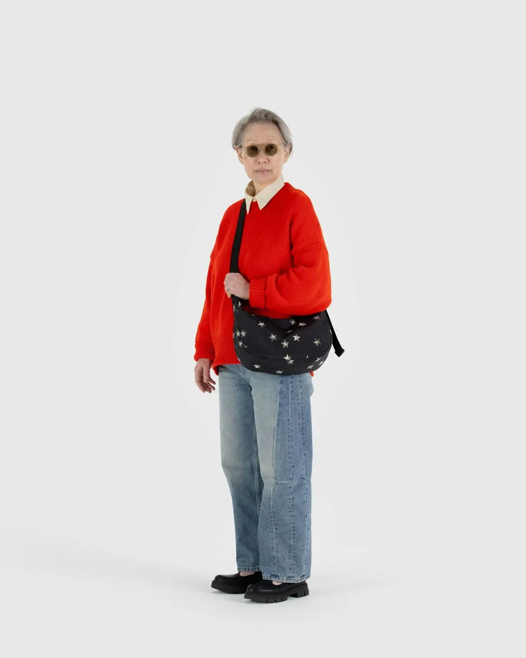 Medium Nylon Crescent Bag in Stars