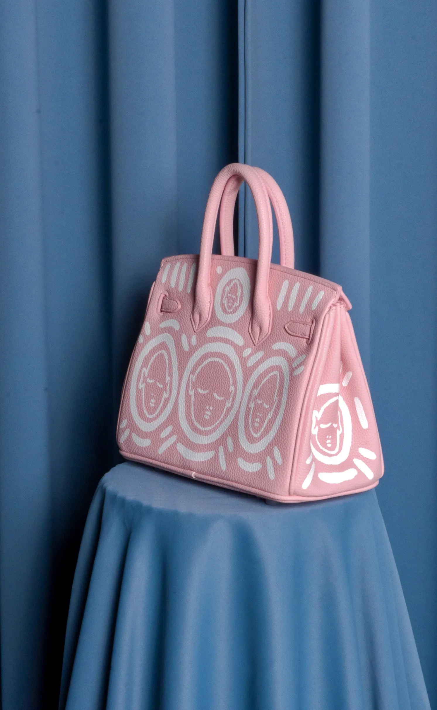 Medium Painted Vegan Leather Tote, 10x5x7