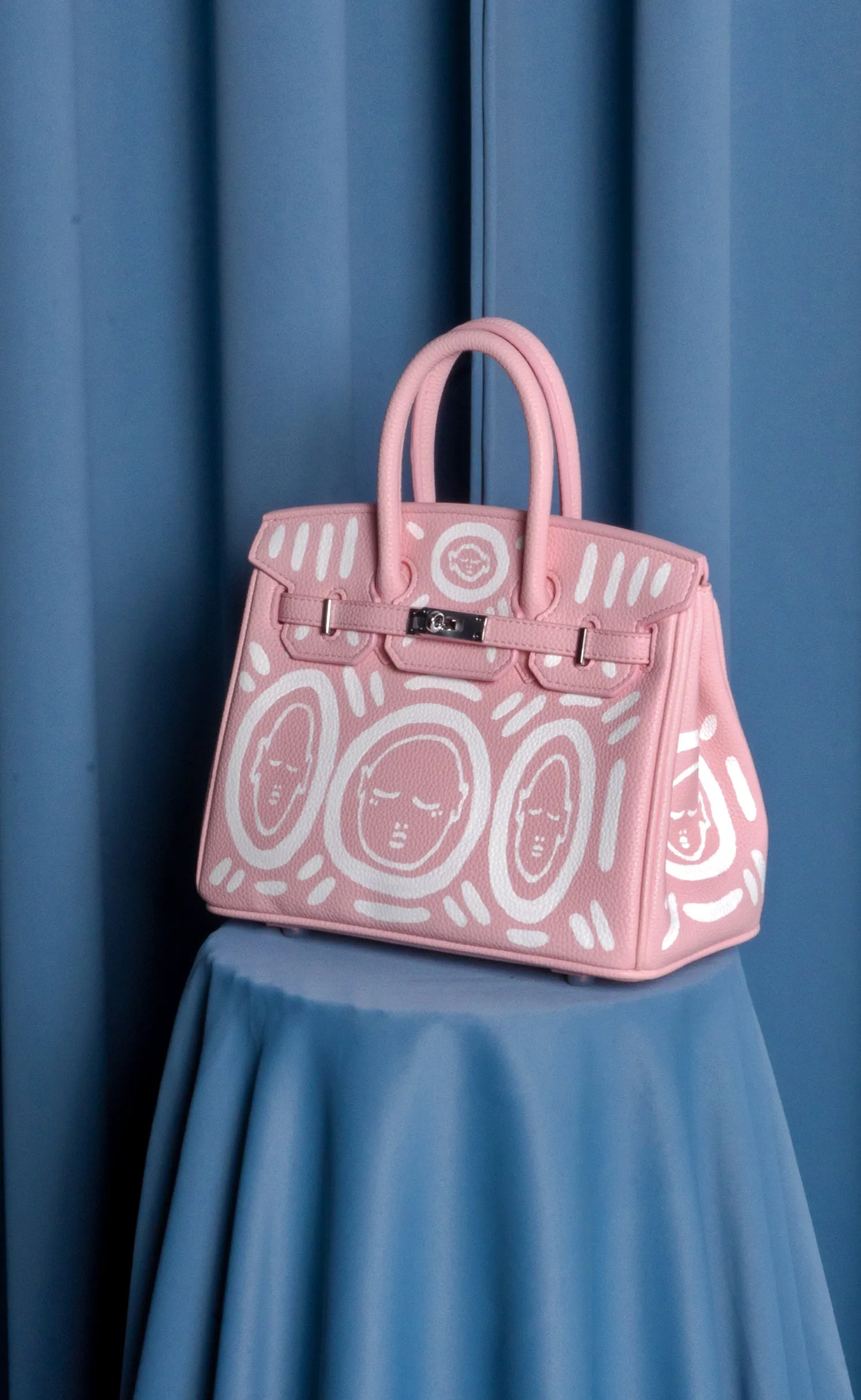Medium Painted Vegan Leather Tote, 10x5x7