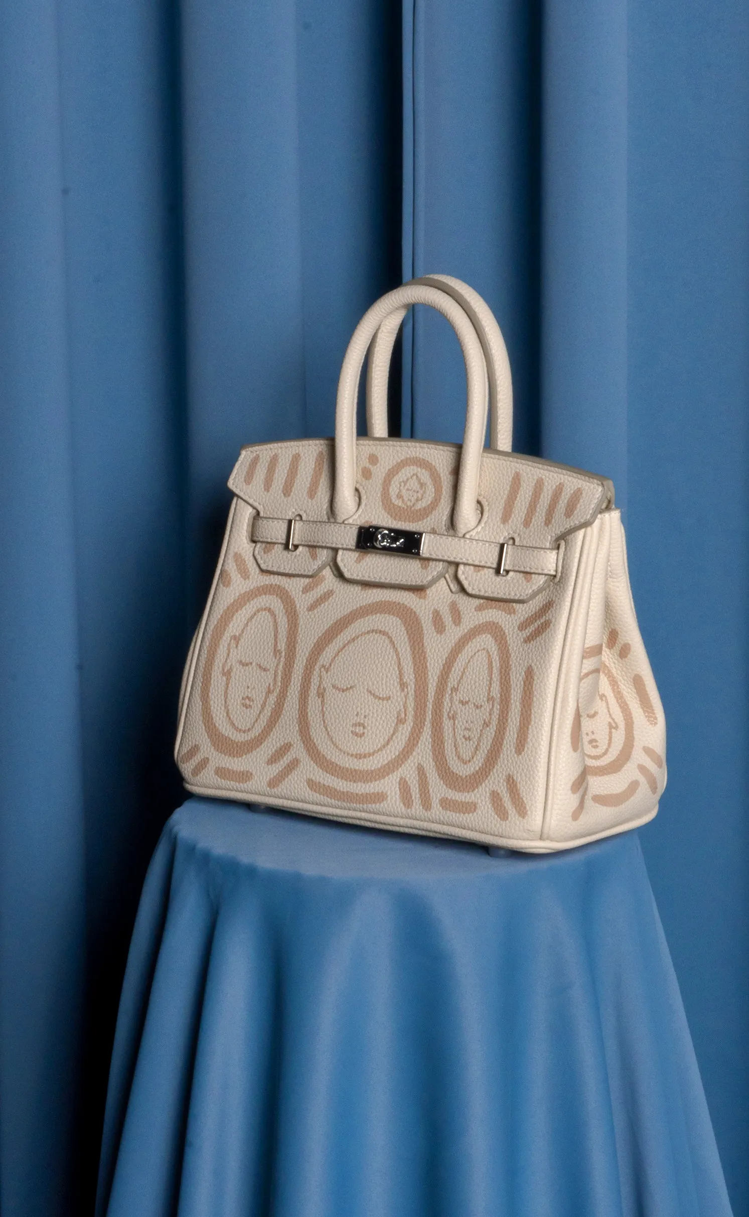 Medium Painted Vegan Leather Tote, 10x5x7