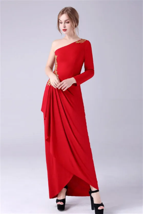 Mermaid One Shoulder Ankle-length Asymmetrical Applique mother's dress