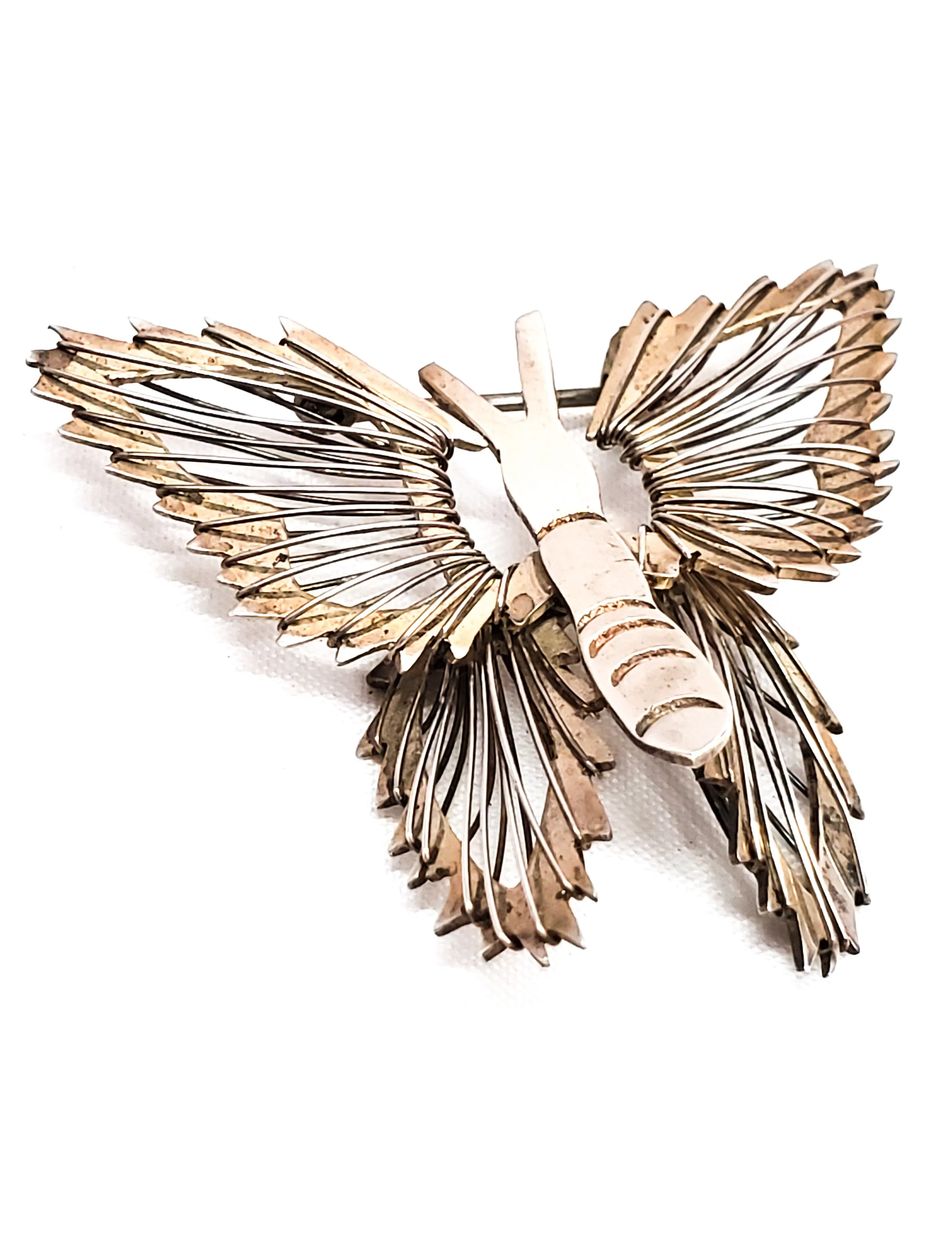Mexican Butterfly sterling silver wire vintage brooch 925 Mecico