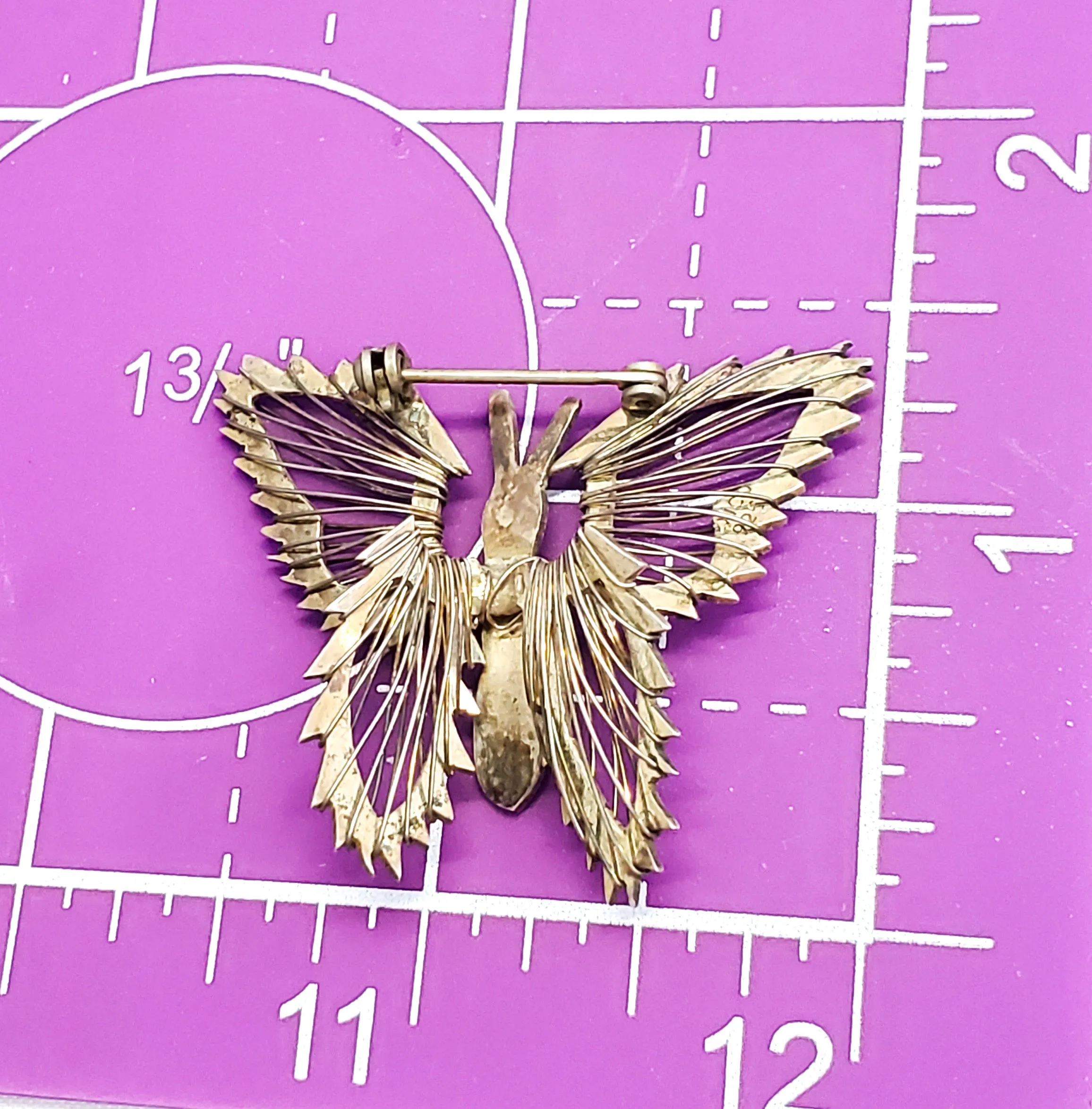 Mexican Butterfly sterling silver wire vintage brooch 925 Mecico