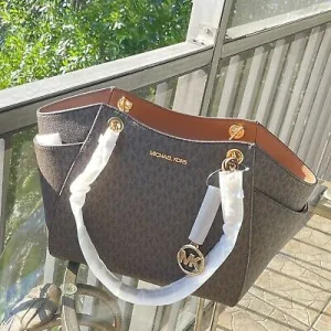 MICHAEL KORS WOMEN LEATHER BROWN SHOULDER BAG