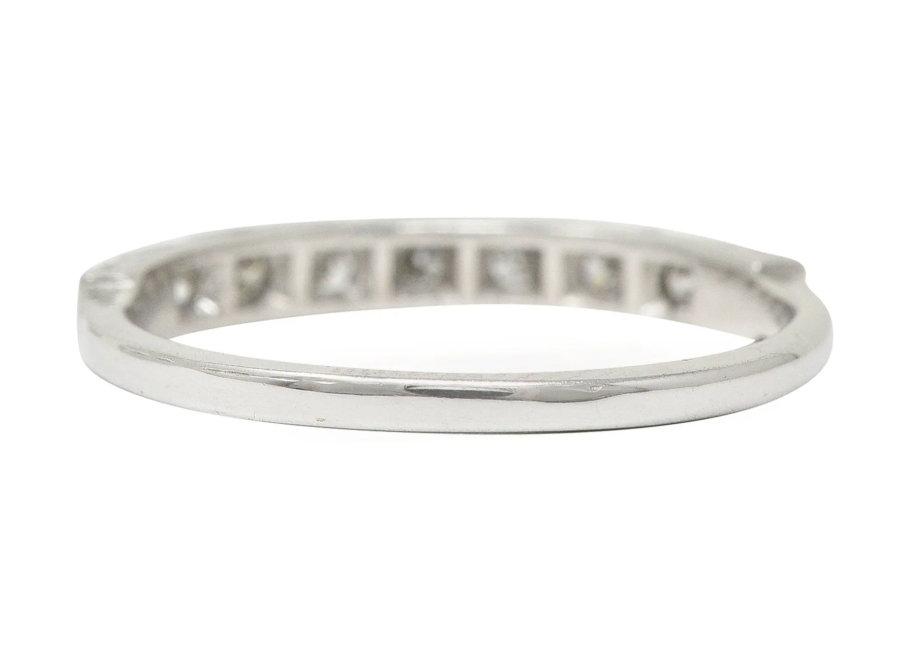Mid-Century Diamond 14 Karat White Gold Stepped Vintage Band Ring
