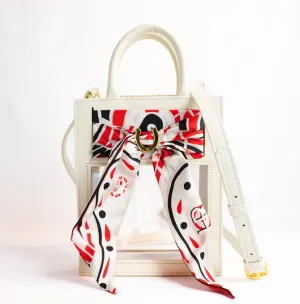 Mini Calista Clear   Crimson Paisley Twilly - Oyster