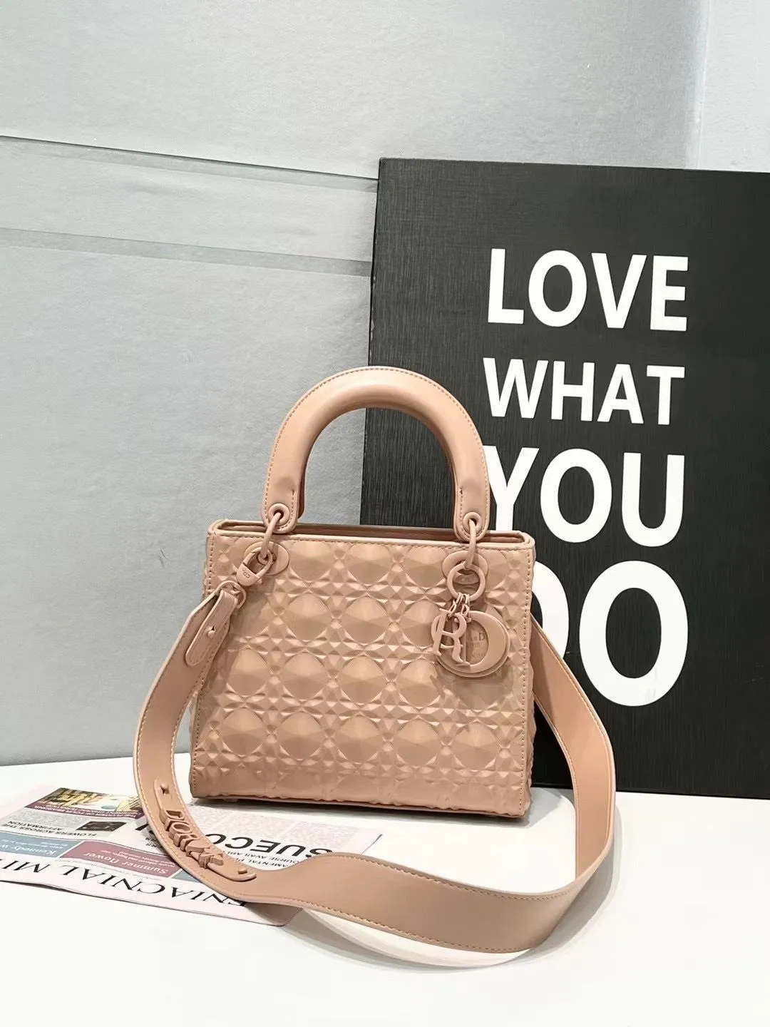 Mini Lady Latte Cannage Diamond Motif