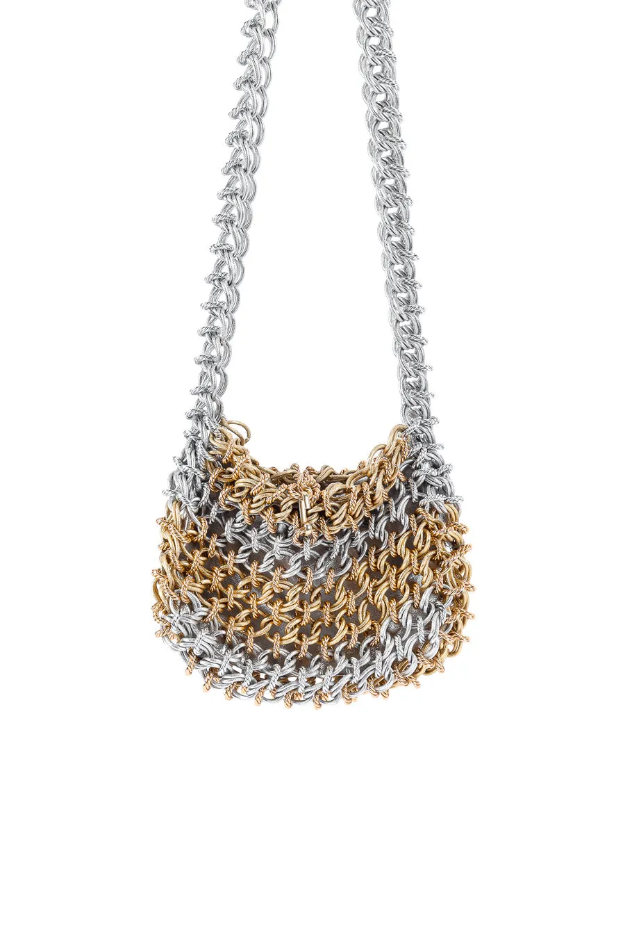 Mixed Metal Chainlink Shoulder Bag
