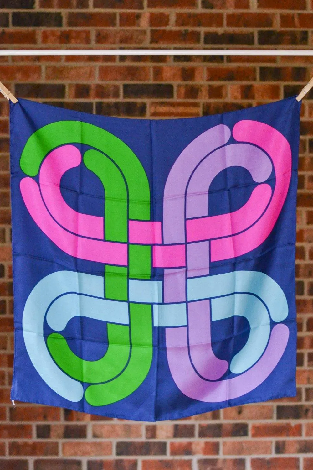 Mod Geometric Silk Scarf, Blue, Green, Purple, Pink by Baar & Beards