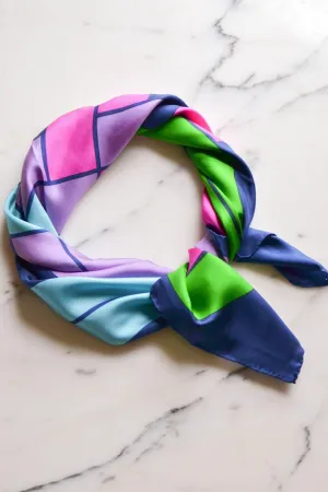Mod Geometric Silk Scarf, Blue, Green, Purple, Pink by Baar & Beards