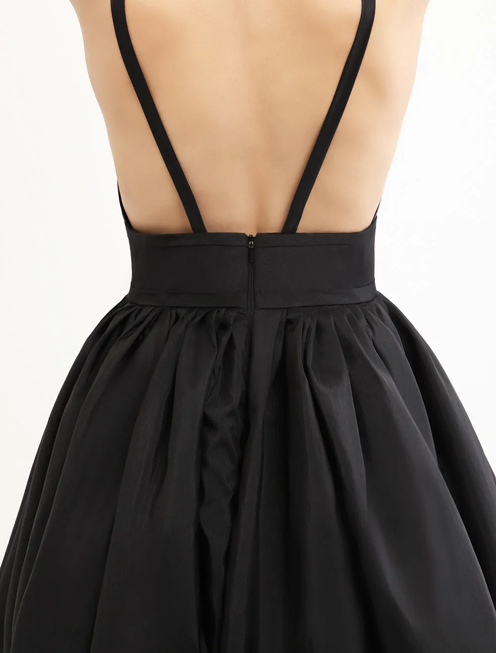 Modern Celebrity Dresses Black Oscar Evening Dress Straps Backless Deep V Taffeta Dress