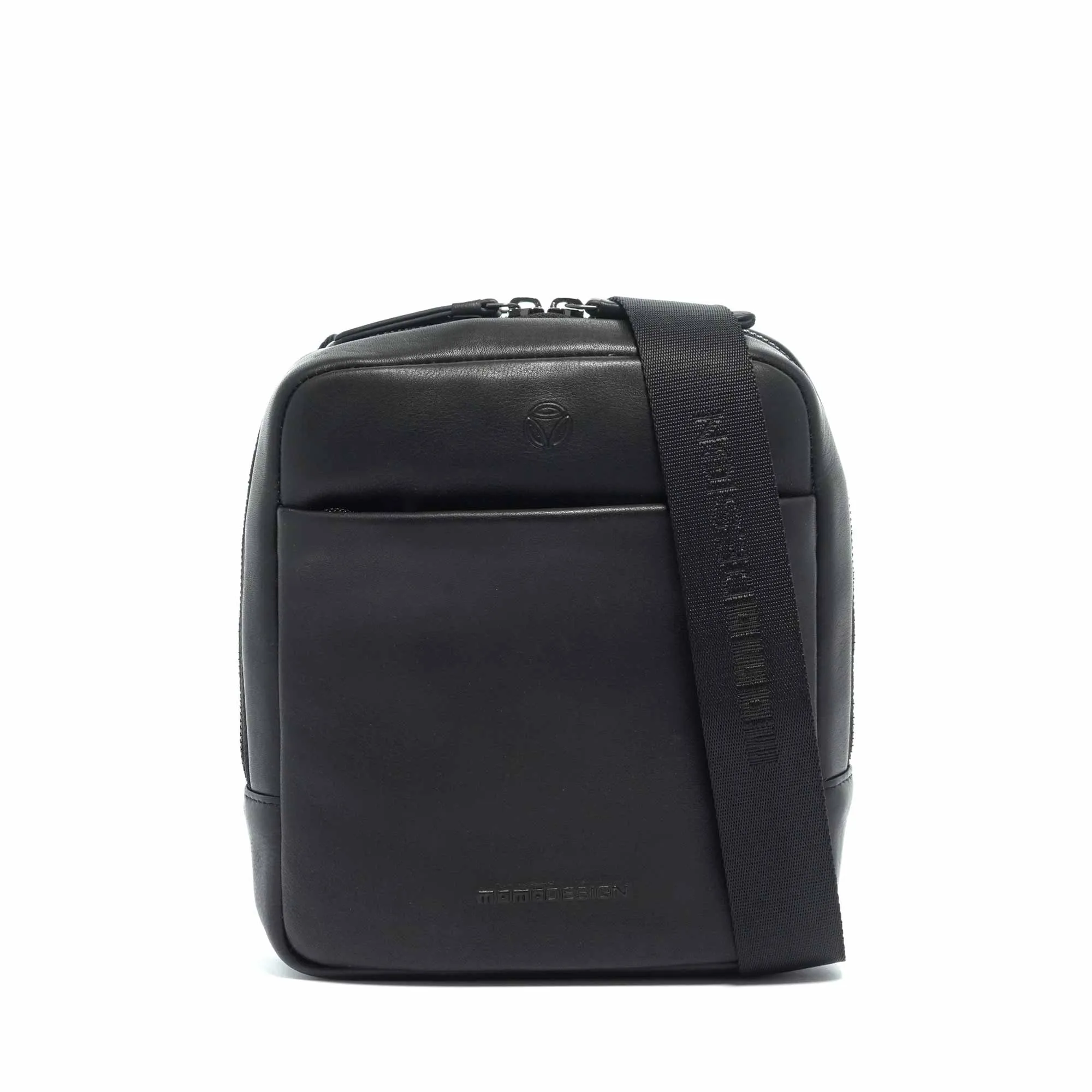 Momodesign Tracolla Business Logo in Pelle Nera