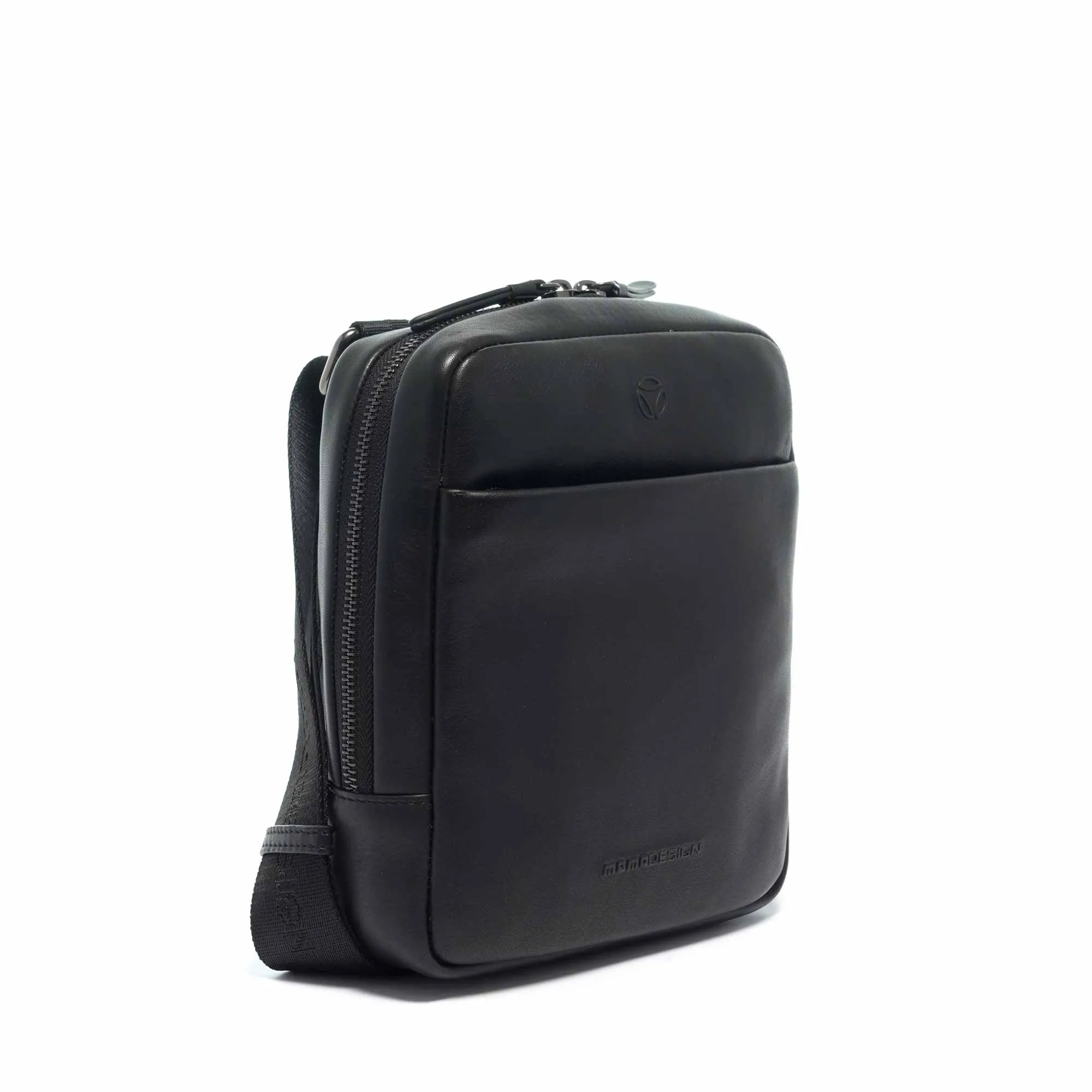 Momodesign Tracolla Business Logo in Pelle Nera