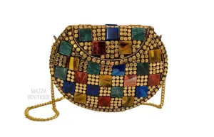 MULTI-COLOR GOLD STONE handbag