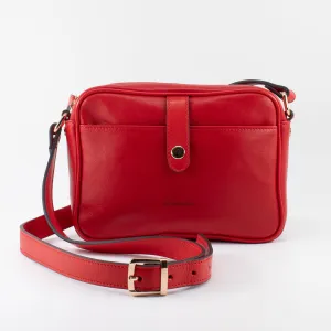 Napa Leather Satchel Crossbody Bag - Red