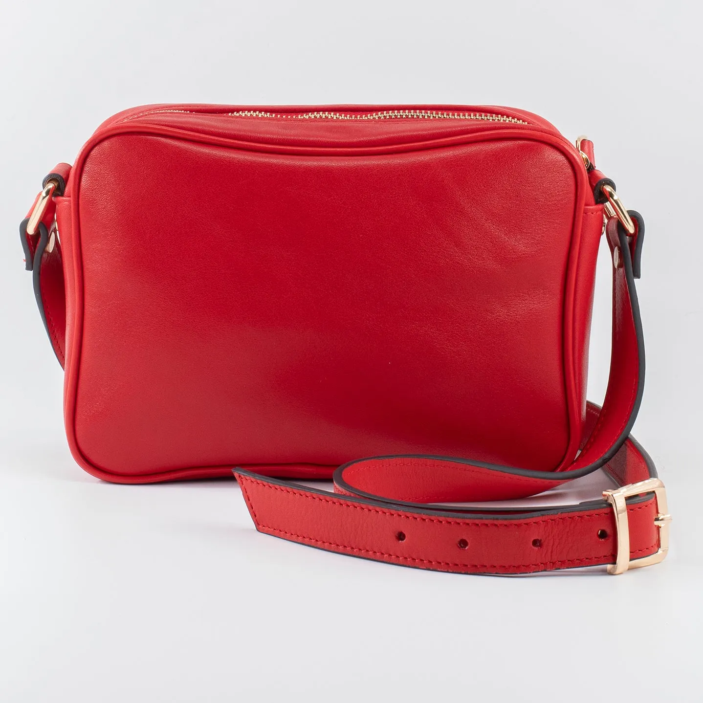 Napa Leather Satchel Crossbody Bag - Red