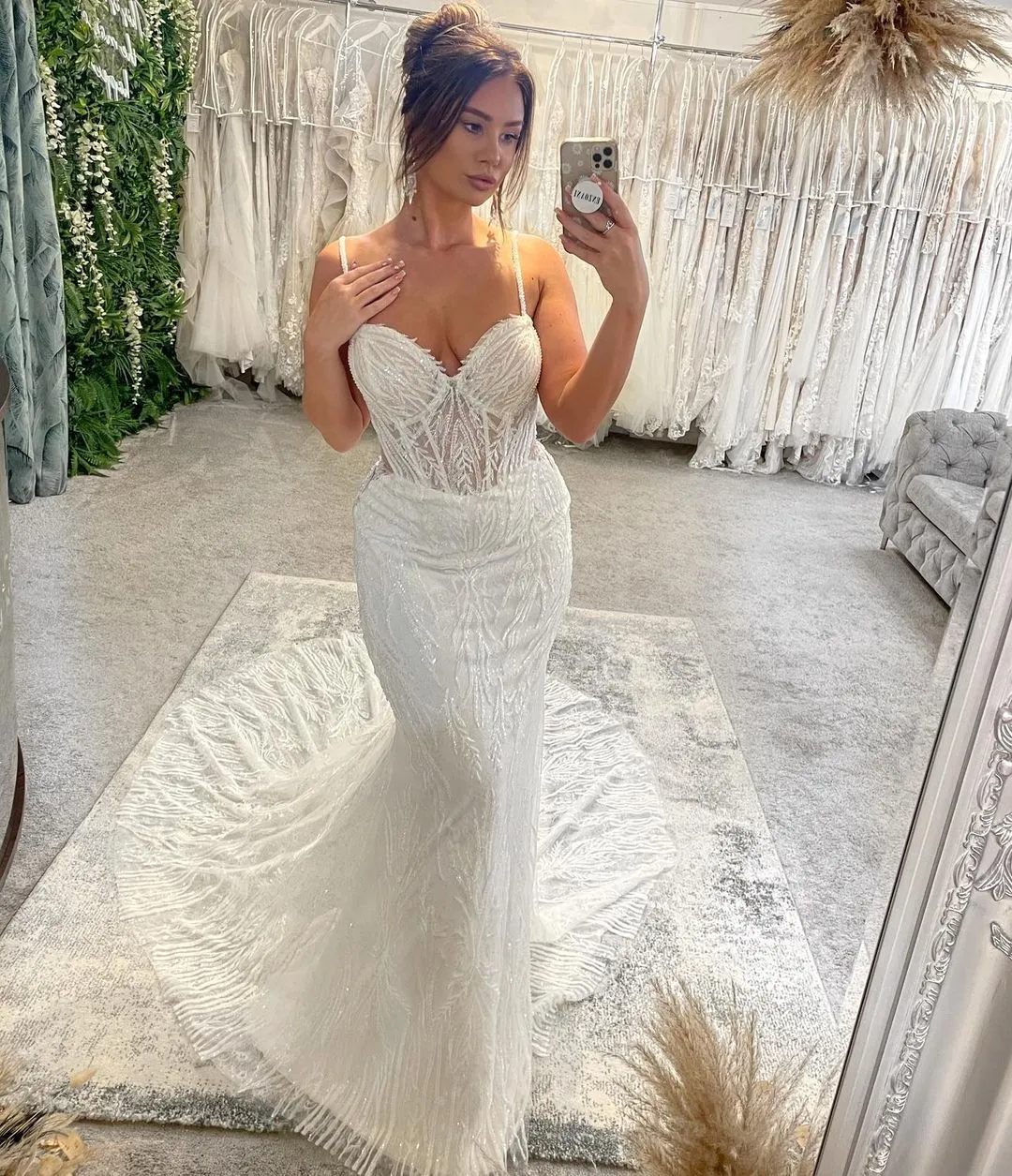 New Arrival Sweetheart Sleeveless Spaghetti Straps Mermaid Wedding Dress