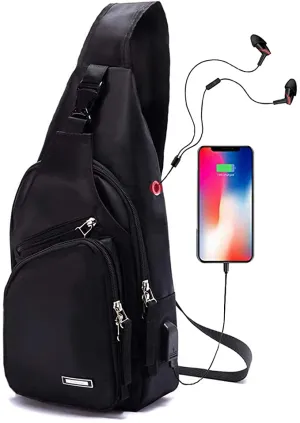 NEW Sling Bag Water Resistant Shoulder Chest Crossbody Bags Sling Backpack with USB Charging Port