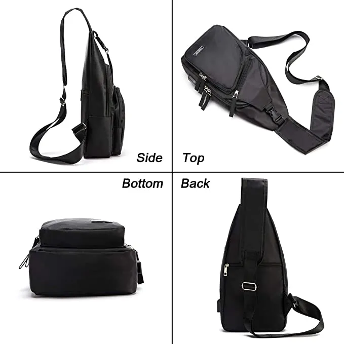 NEW Sling Bag Water Resistant Shoulder Chest Crossbody Bags Sling Backpack with USB Charging Port