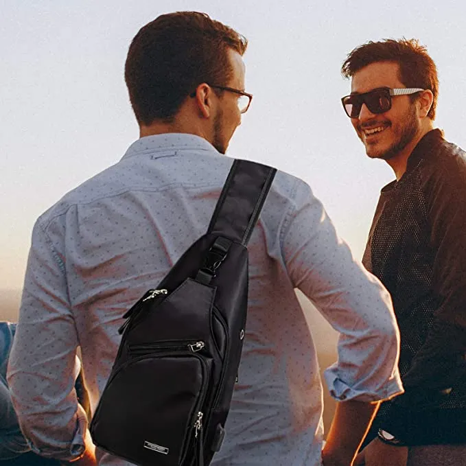 NEW Sling Bag Water Resistant Shoulder Chest Crossbody Bags Sling Backpack with USB Charging Port