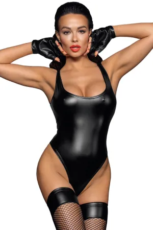 Noir Handmade Powerwetlook Body with high cut bottom hem