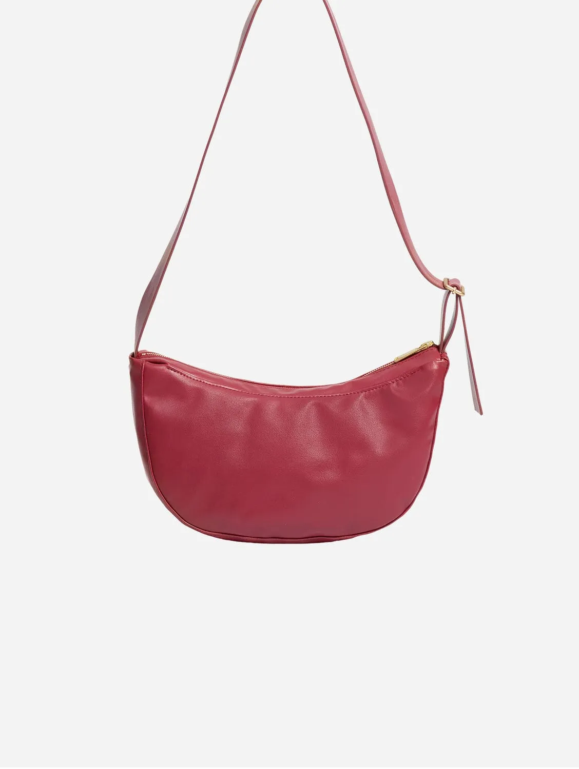 Oleatex Vegan Olive Leather Half Moon Bag S | Cherry Red
