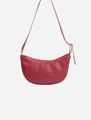 Oleatex Vegan Olive Leather Half Moon Bag S | Cherry Red