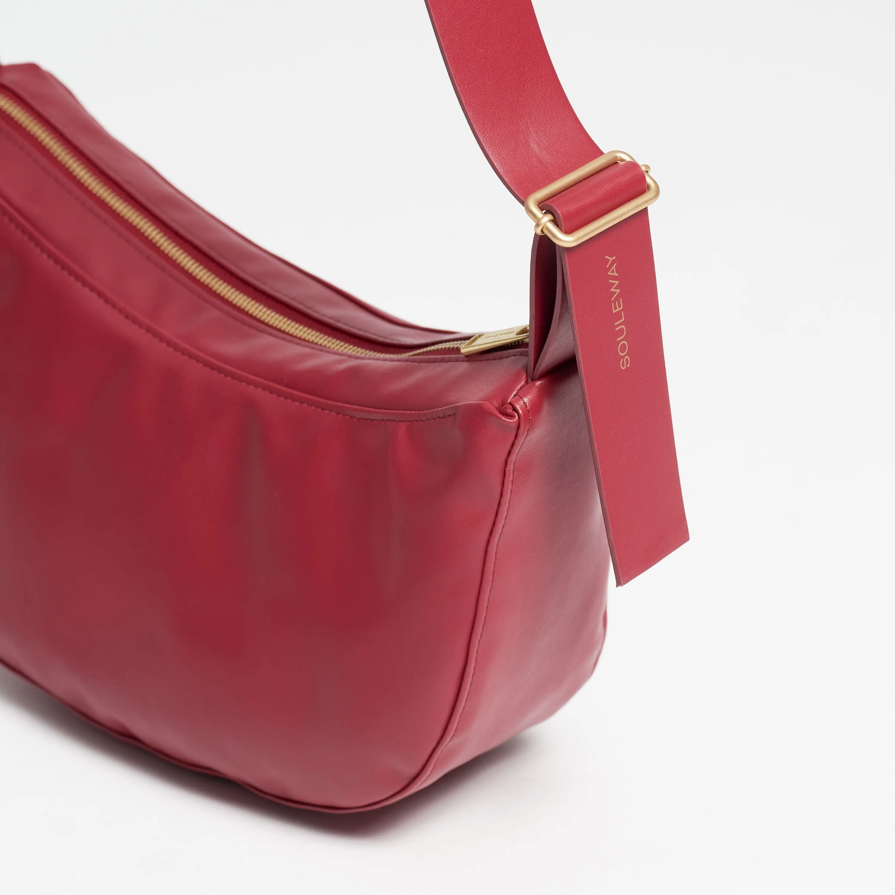 Oleatex Vegan Olive Leather Half Moon Bag S | Cherry Red