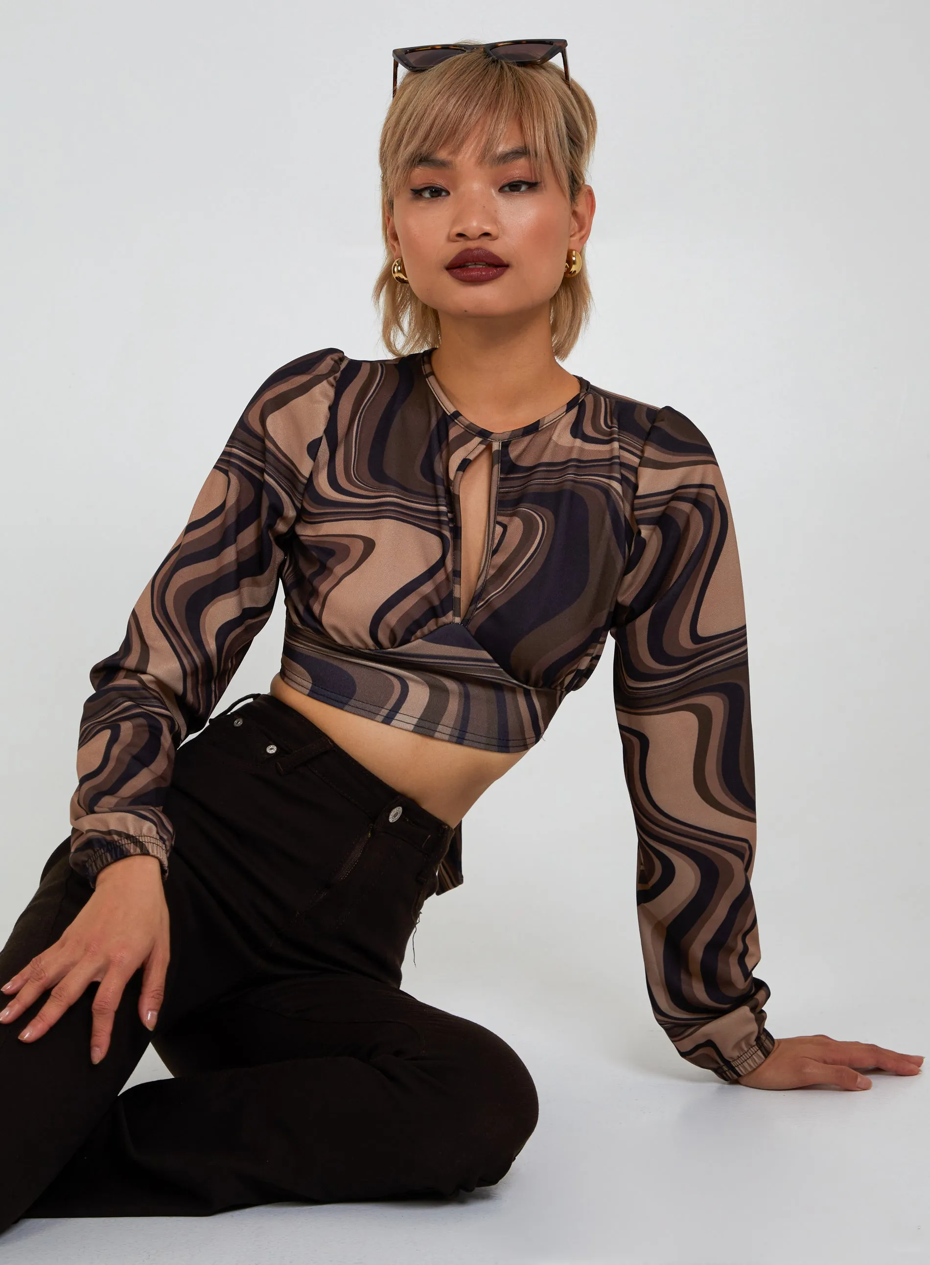 Open Back Marble Print Top