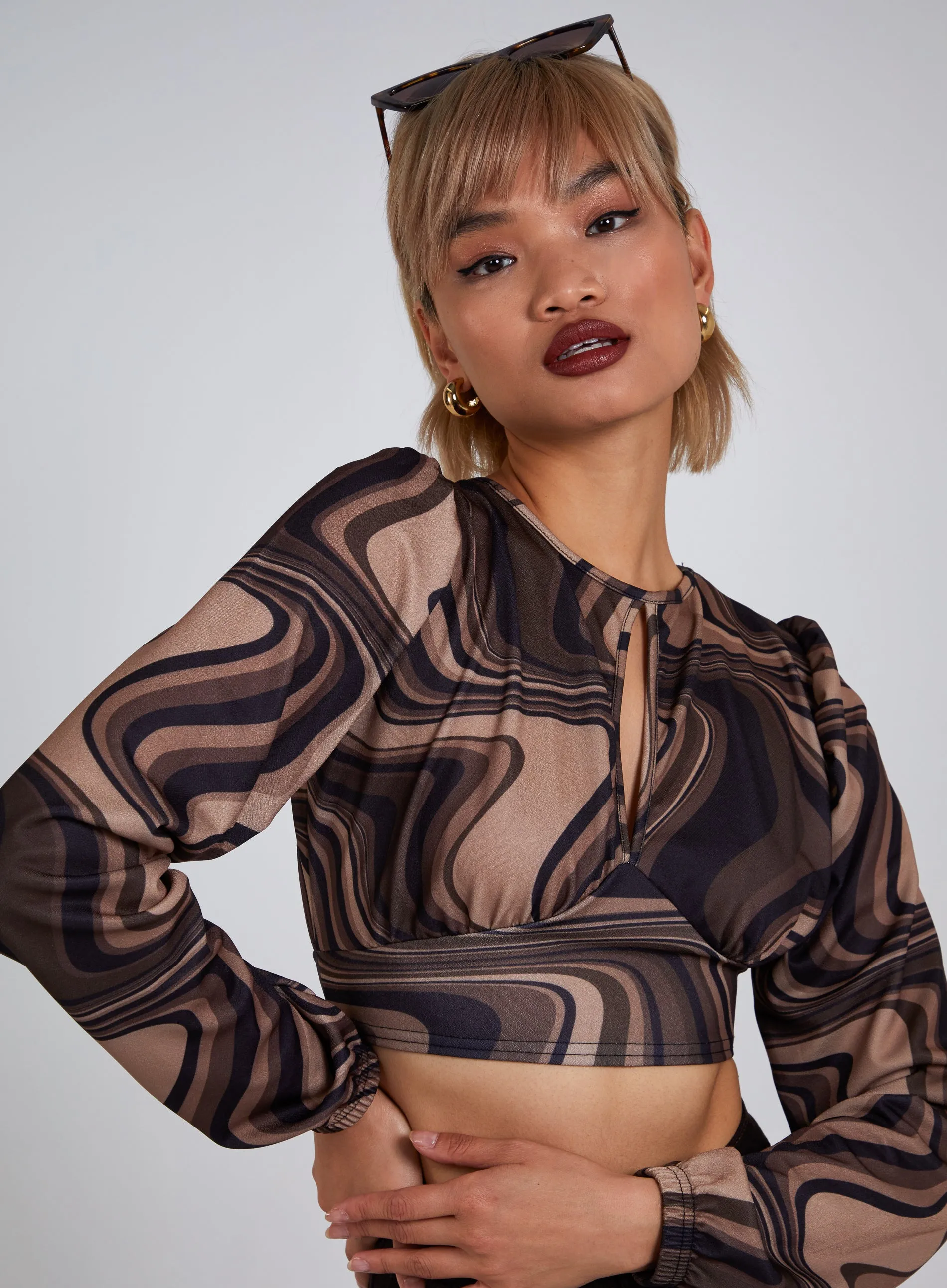 Open Back Marble Print Top