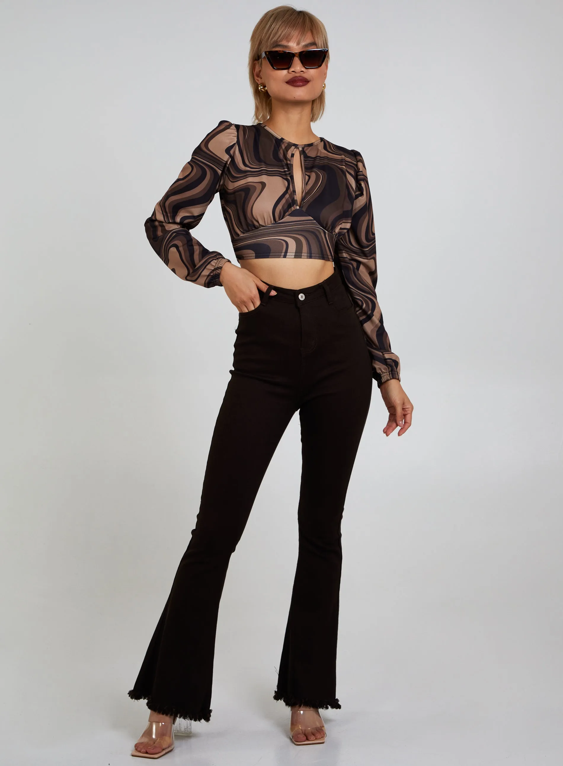 Open Back Marble Print Top