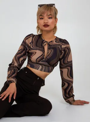 Open Back Marble Print Top