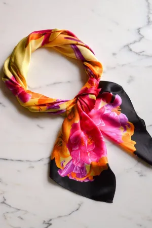 Orange, Pink, Purple Floral Silk Scarf by Anne Klein