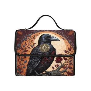 Orange Raven Cross Body Purse, Vegan Canvas Bag