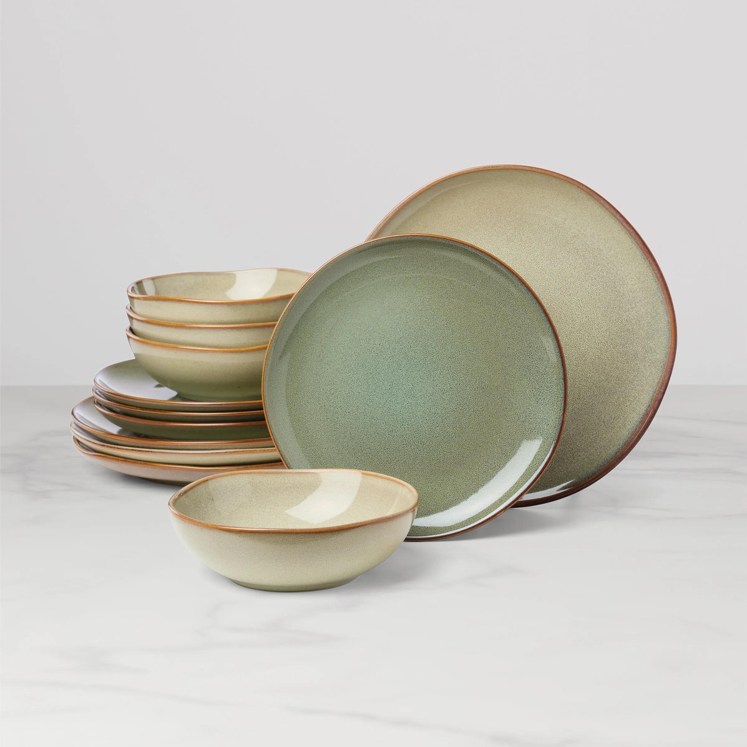 Organic Shades 12-Piece Dinnerware Set, Sage