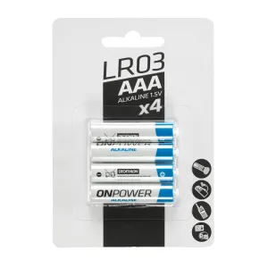 Pack of Four AAA Alkaline Batteries