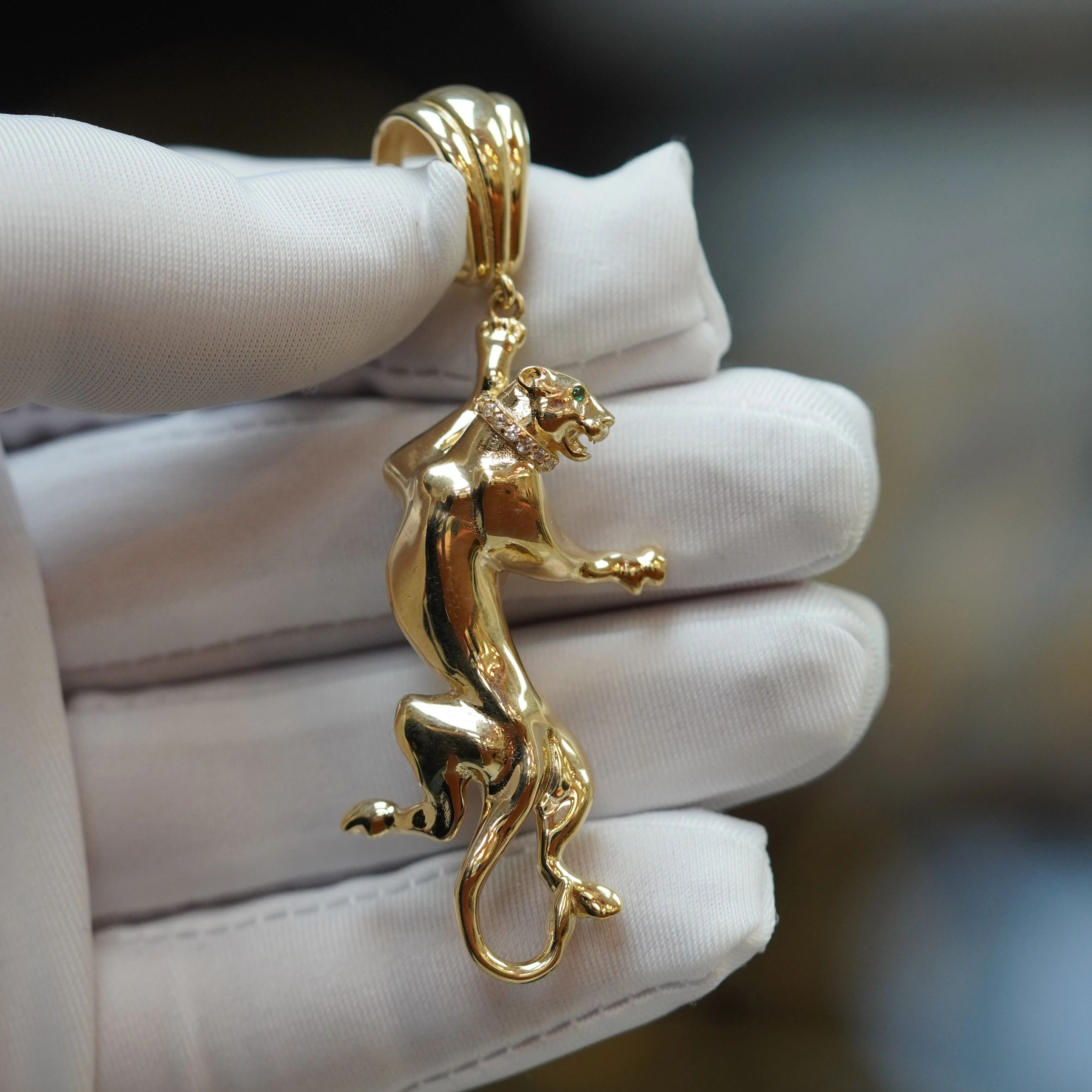 Panther Pendant with CZ in 14Kt