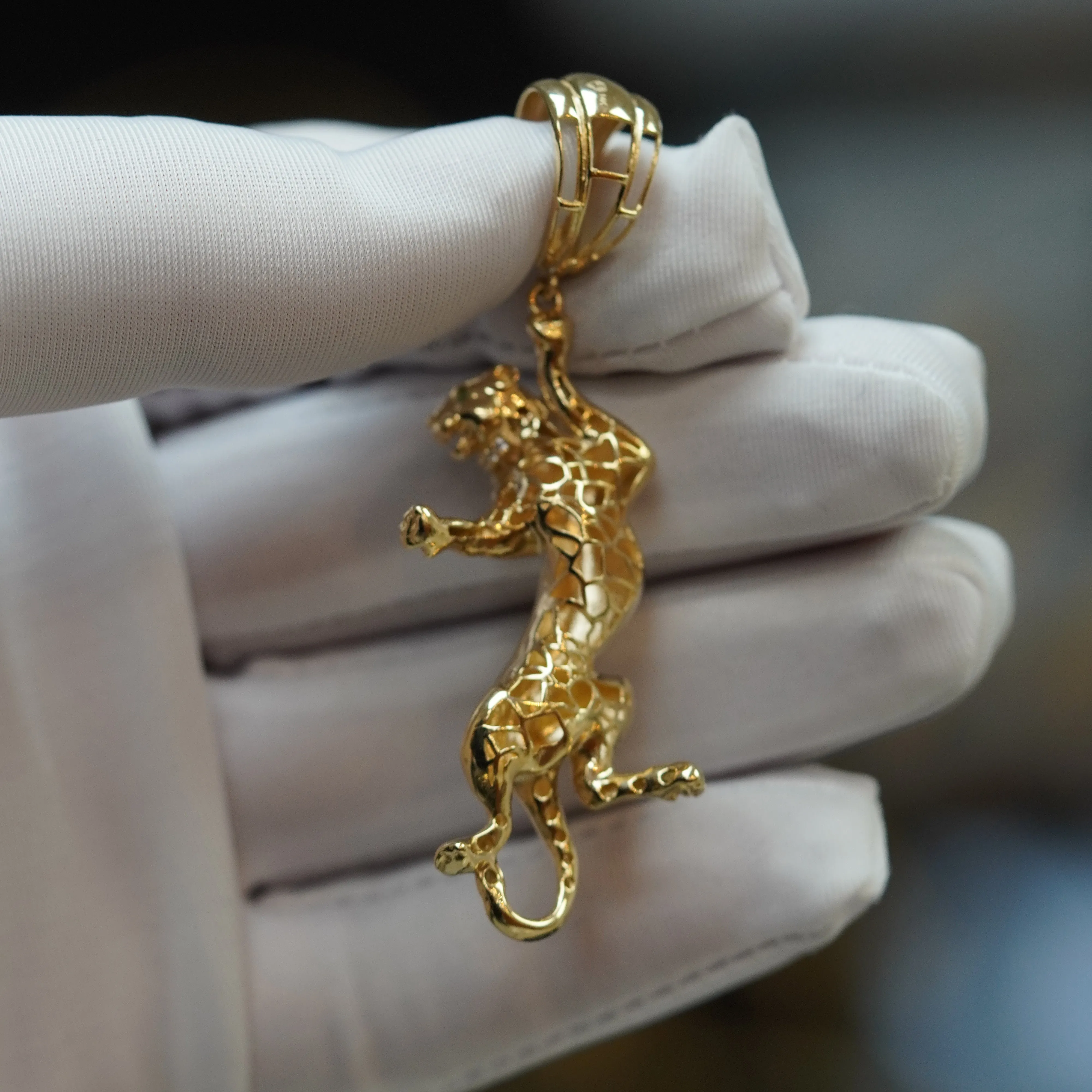 Panther Pendant with CZ in 14Kt
